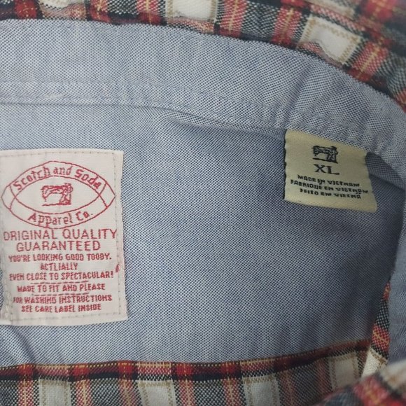 Scotch & Soda Mens‎ XL Red Plaid Long Sleeve Button Down Shirt - Picture 4 of 4